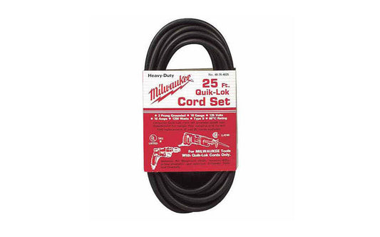 Milwaukee 25' 3-Wire QUIK-LOK Cord ~ 48-76-4025