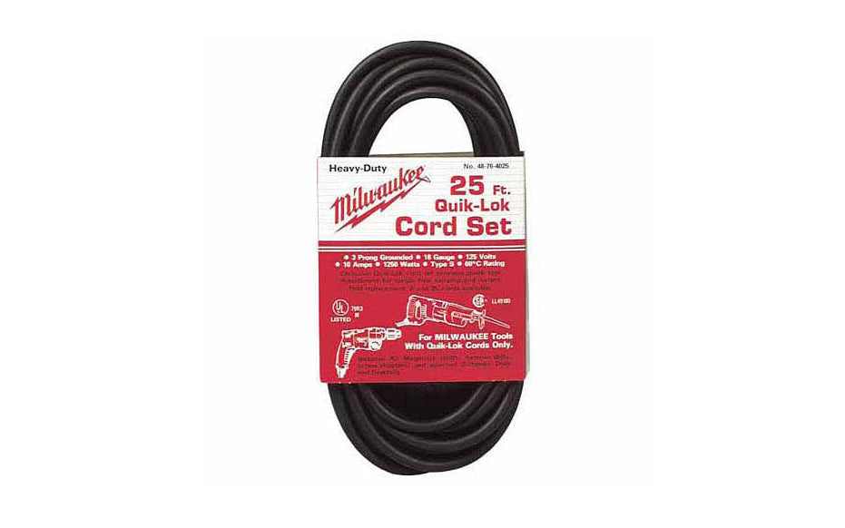 Milwaukee 25' 3-Wire QUIK-LOK Cord ~ 48-76-4025 - Made in USA