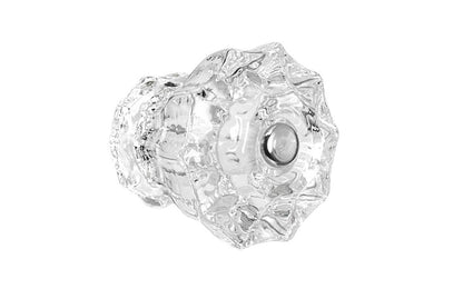 Vintage-style Hardware · Classic & original-style fluted glass cabinet knob with a silver pan head thru-bolt. Made of genuine glass. Crystal Clear color glass. Includes a silver pan thru-bolt. Reproduction fluted classic glass knob. Traditional fluted glass knob. 1-1/2" Diameter