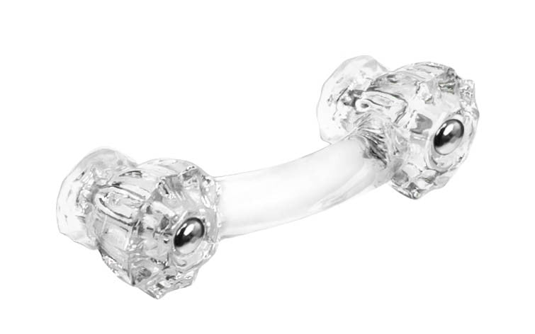 Fluted Glass Drawer Pull ~ Clear ~ 3" Spacing of Screw Holes