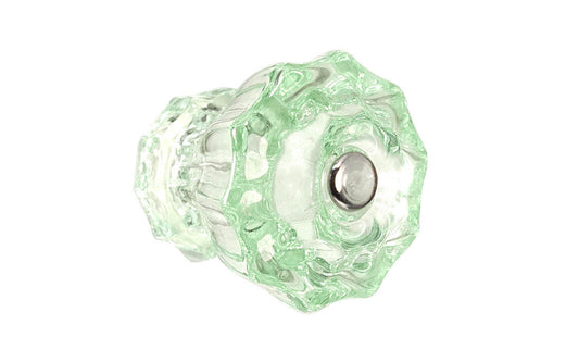 Vintage-style Hardware · Classic & original-style fluted glass cabinet knob with a silver pan head thru-bolt. Made of genuine glass. Depression Green color glass. Includes a silver pan thru-bolt. Reproduction fluted classic glass knob. Traditional fluted glass knob. 1-1/2" Diameter