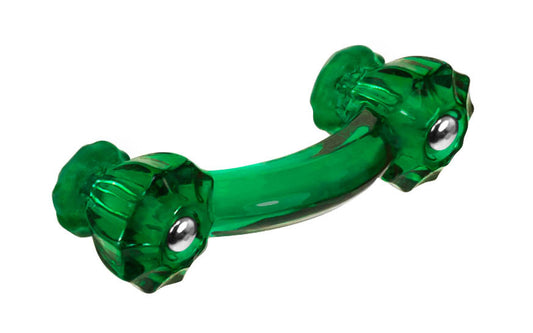 Fluted Glass Drawer Pull ~ Forest Green ~ 3" Spacing of Screw Holes