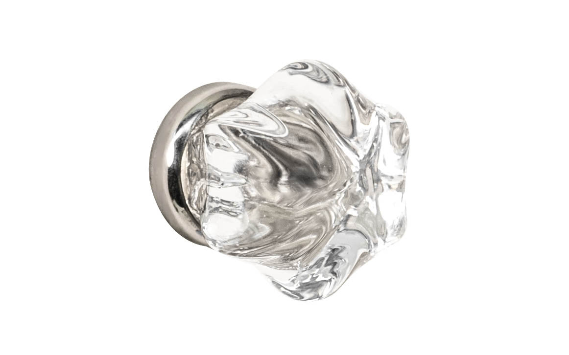 Star-Shaped Glass Knob ~ Clear ~ 1-1/4" Diameter