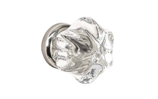 Star-Shaped Glass Knob ~ Clear ~ 1-1/4" Diameter