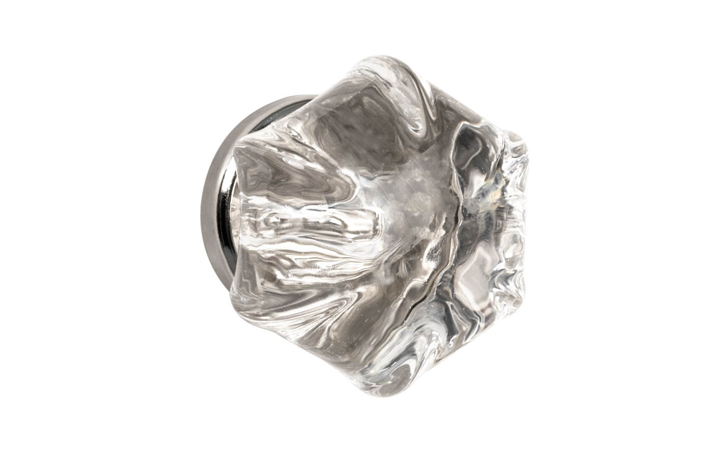 Star-Shaped Glass Knob ~ Clear ~ 1-7/8" Diameter