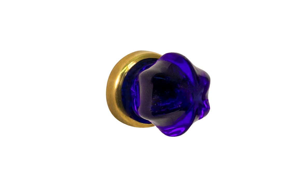 Star-Shaped Glass Knob ~ Cobalt Blue ~ 1" Diameter