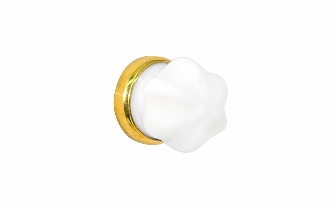 Star-Shaped Glass Knob ~ White ~ 1" Diameter