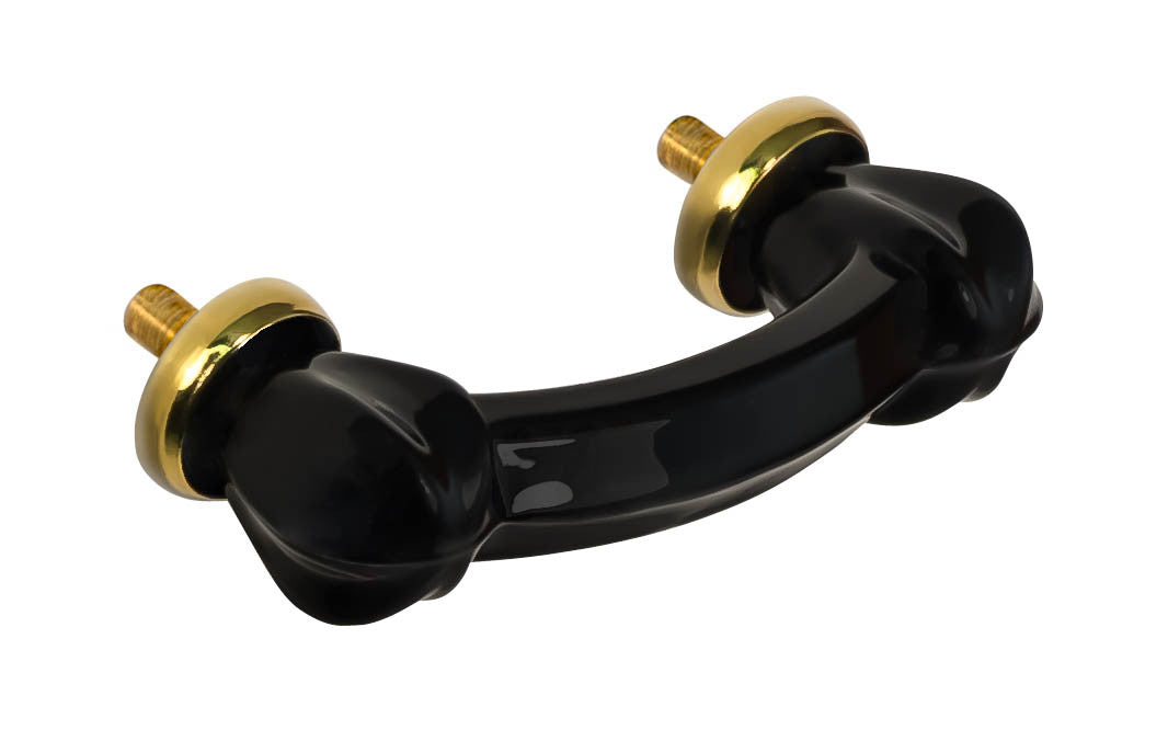 Star-Shaped Glass Drawer Pull ~ Black ~ 3" Spacing of Screw Holes