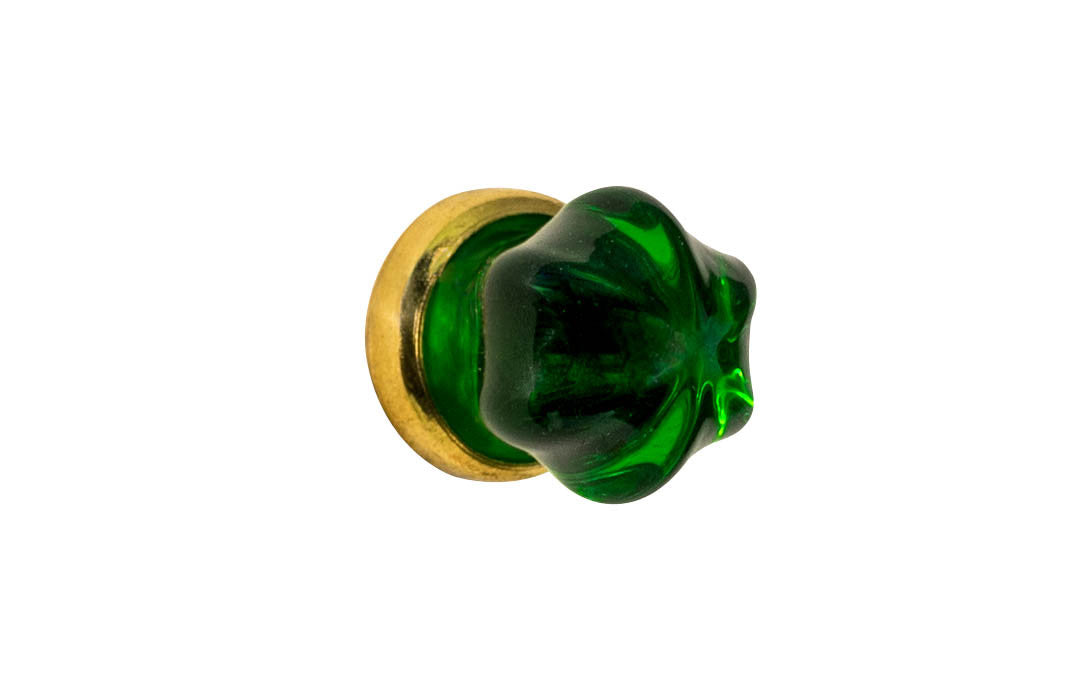 Star-Shaped Glass Knob ~ Forest Green ~ 1-1/4" Diameter