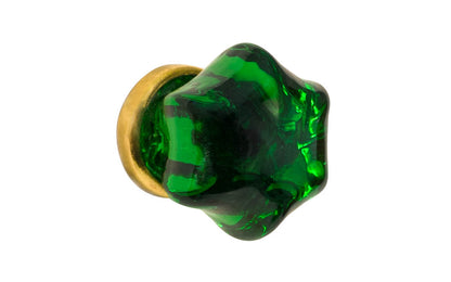 Star-Shaped Glass Knob ~ Forest Green ~ 1-1/4" Diameter