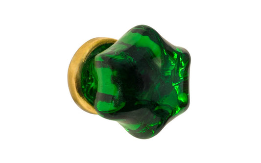 Star-Shaped Glass Knob ~ Forest Green ~ 1-1/4" Diameter