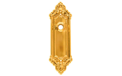 Ornate Brass Escutcheon Door Plate ~ Lacquered Brass Finish