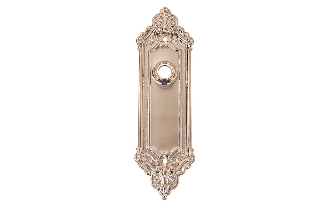 Ornate Brass Escutcheon Door Plate ~ Polished Nickel Finish