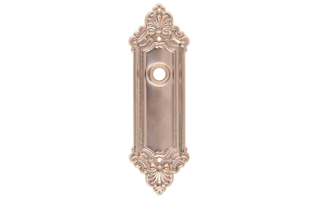 Ornate Brass Escutcheon Door Plate ~ Brushed Nickel Finish