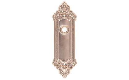 Ornate Brass Escutcheon Door Plate ~ Brushed Nickel Finish