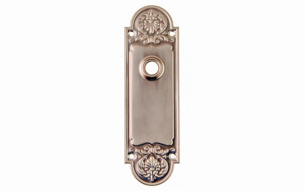 Ornate Brass Escutcheon Door Plate ~ Brushed Nickel Finish