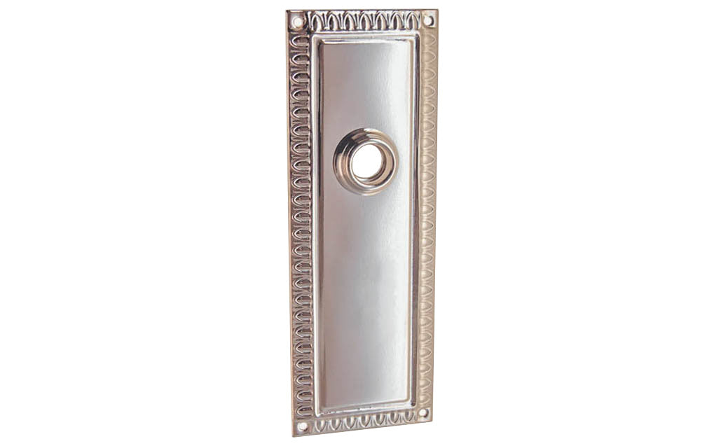 Ornate Brass Escutcheon Door Plate ~ Polished Nickel Finish