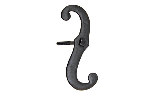 Black Finish Cast Iron Shutter Dog ~ 6" Long Length Vintage-style Hardware · Traditional & classic ~ Made of cast iron ~ Reversible for right or left ~ Powder-coated finish will resist corrosion due to weather 