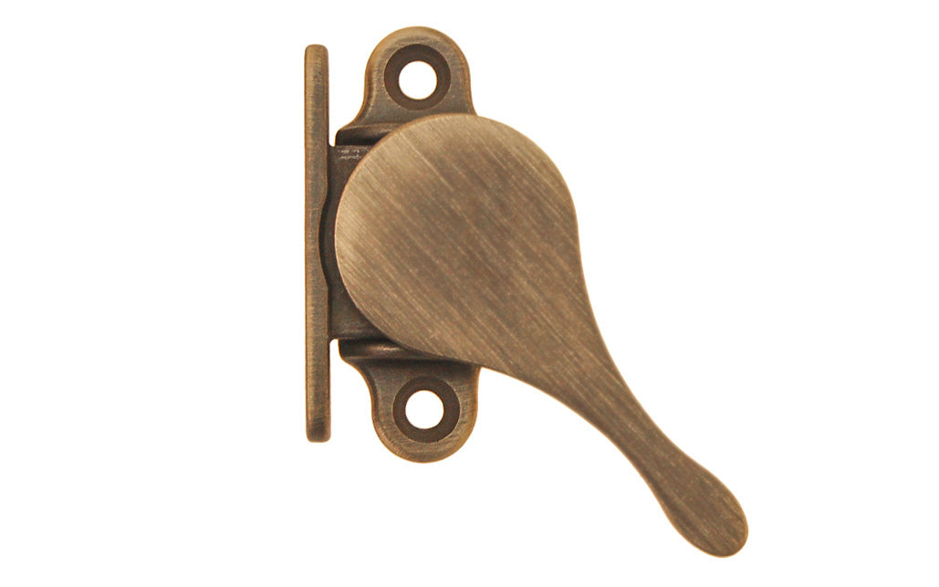 Vintage-style Hardware. Classic & traditional sash stay is designed to hold open windows at any height. The sash holder applies pressure to a window jamb & prevents the window from dropping closed. Great for allowing inside some fresh air without opening the windows completely. Reversible for right or left applications. Solid Brass Material. Antique Brass Finsh