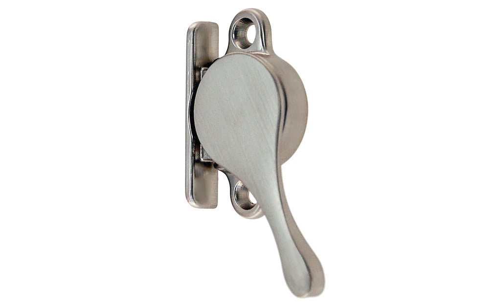 Vintage-style Hardware. Classic & traditional sash stay is designed to hold open windows at any height. The sash holder applies pressure to a window jamb & prevents the window from dropping closed. Great for allowing inside some fresh air without opening the windows completely. Reversible for right or left applications. Solid Brass Material. Brushed Nickel Finish.