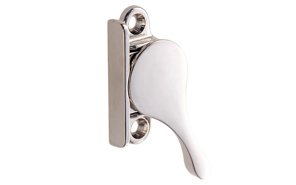Vintage-style Hardware. Classic & traditional sash stay is designed to hold open windows at any height. The sash holder applies pressure to a window jamb & prevents the window from dropping closed. Great for allowing inside some fresh air without opening the windows completely. Reversible for right or left applications. Solid Brass Material. Polished Nickel Finish