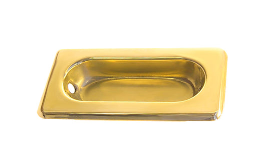 A classic & traditional recessed sash window lift made of quality stamped brass. For windows where a low profile is needed like inside shutters or windows with blinds. Low profile old-style sash lift with bevelled edges. Unlacquered brass (will patina naturally over time). Non-lacquered brass. Un-lacquered brass.