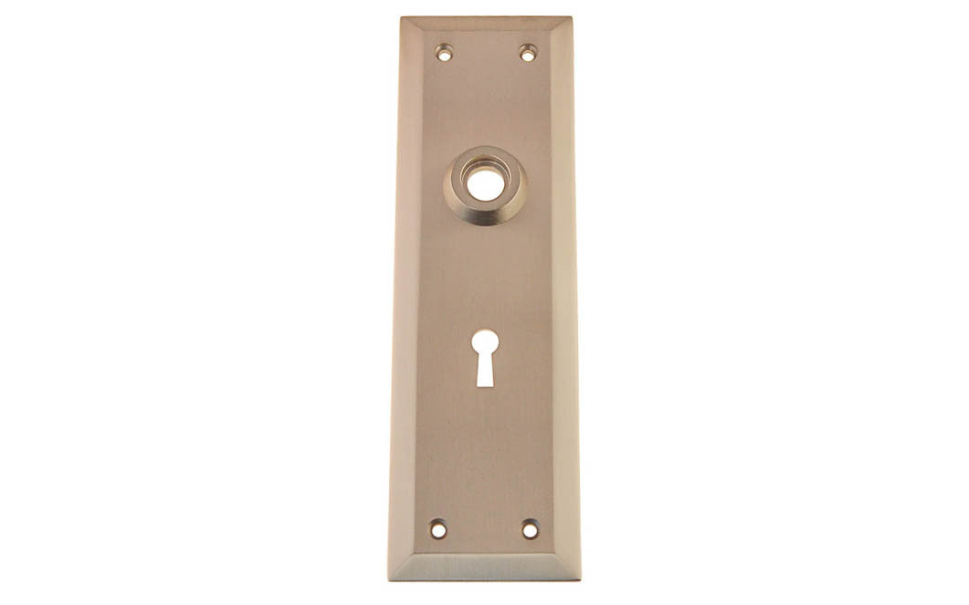 Solid Brass Escutcheon Door Plate with Keyhole ~ Brushed Nickel Finish