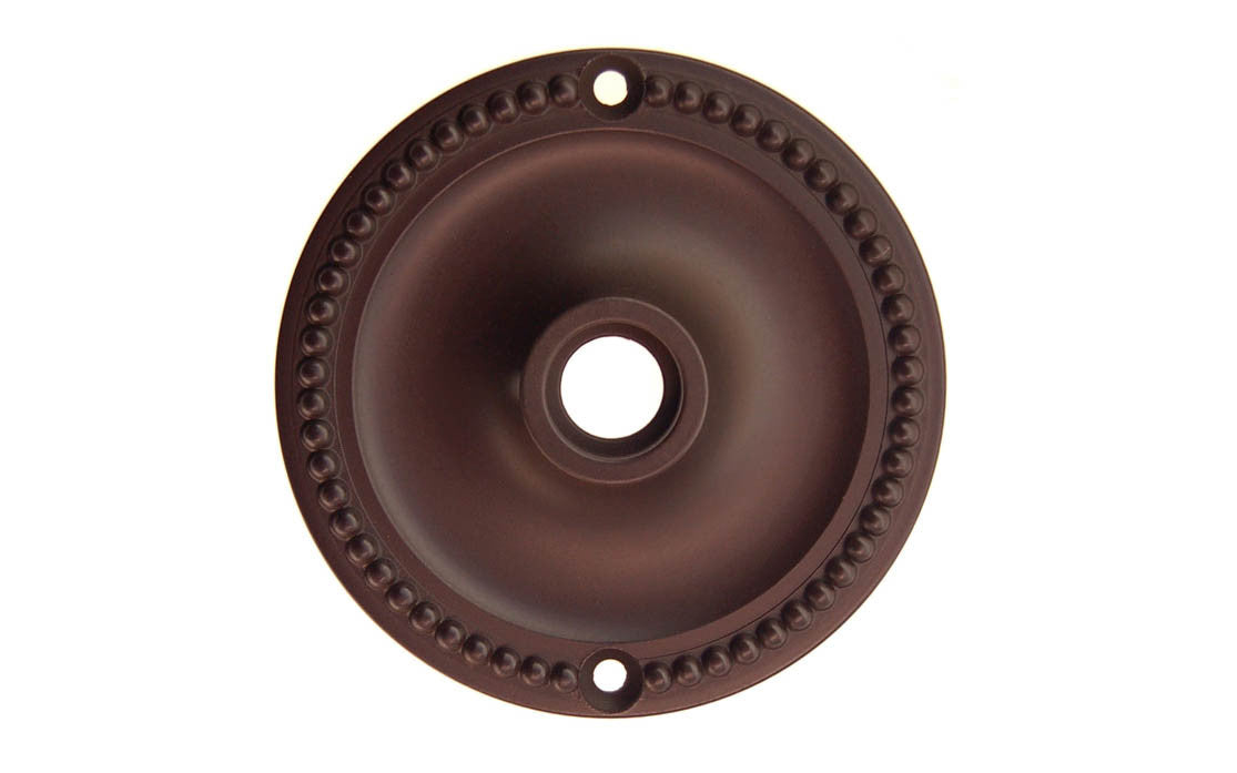 Solid Brass Beaded Rosette ~ Passage (Non-Locking) ~ Oil Rubbed Bronze Finish