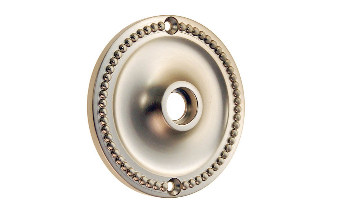 Solid Brass Beaded Rosette ~ Passage (Non-Locking) ~ Brushed Nickel Finish