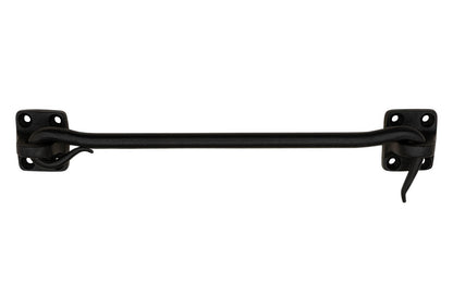 Hand-Forged Hook & Eye ~ 8" Long ~ A rustic-looking hook and eye that's hand forged with a black powder coated finish to resist rust. Made of hand forged steel material with a black finish, it has a nice durable & strong feel. This piece of hardware is great for shutters, gates, or doors - Model 088427 