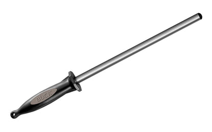 EdgeTek Steel 10" sharpener offers an easy carry sharpener with a 100% diamond coated dual-sided surface & oval contour for sharpening a wide variety of blade edges. It is lightweight & perfect for to keep in a kitchen drawer or toolbox. 750 medium grit on both sides. Model 97081-C. 033753115769. Made in USA