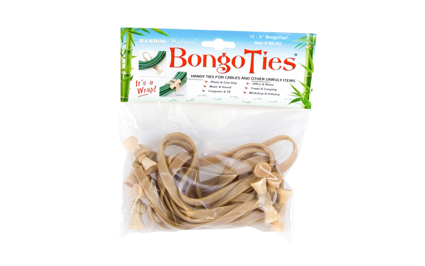 Natural Color BongoTies ~ 10 Pack Bag ~ Bag is Resealable