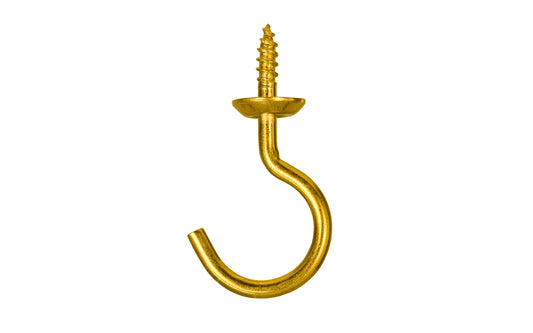 This quality & attractive unlacquered solid brass cup hook is great for hanging a variety of items in the workshop, household or kitchen. Excellent for cupboards & cabinets. USA Made. Available in 1/2", 5/8", 3/4", 7/8", 1, 1-1/4", 1-1/2", 1-3/4", 2" sizes. Made in USA.