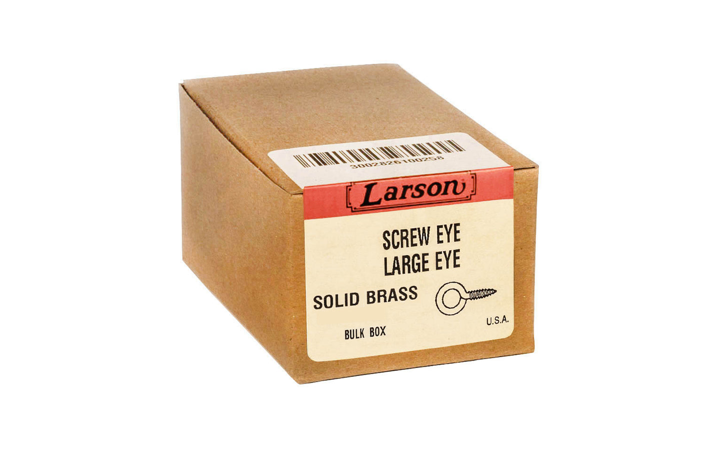 Bulk Box of Solid Brass Screw Eyes ~ Large Eye - Made in USA