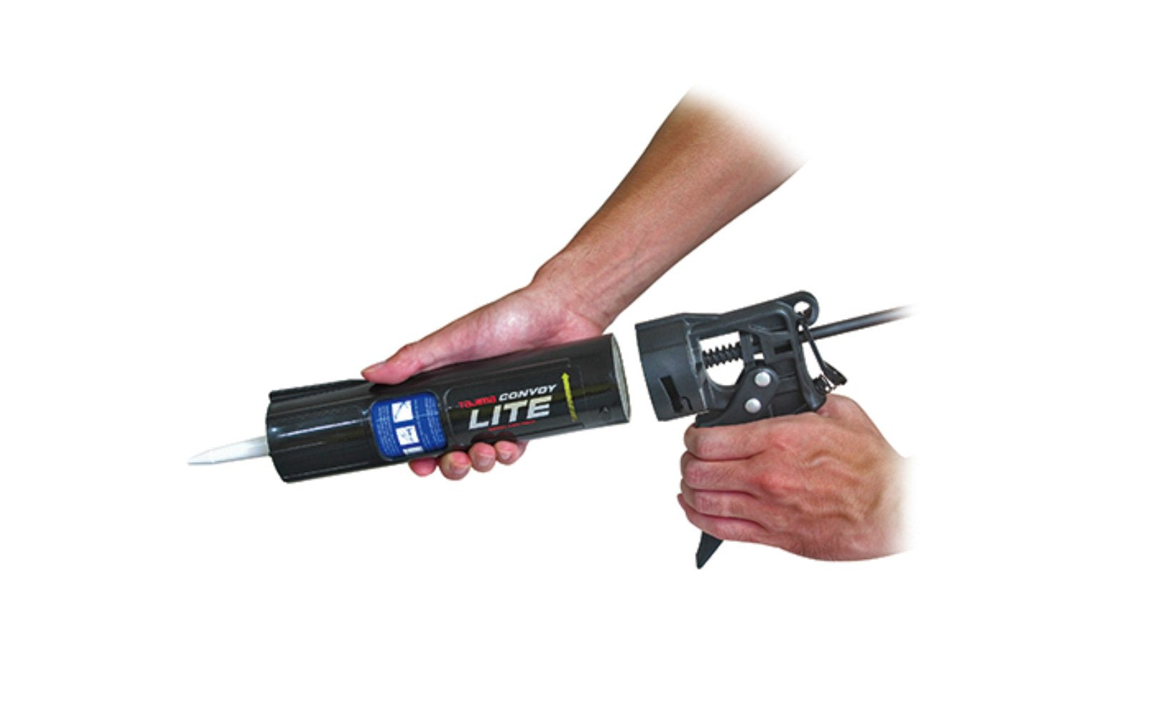 Tajima 'Convoy' Lite Caulking Gun for 10 Oz Tubes / 1/10 Gal. - Model No. CNV-100LT ~ ultra-light caulk gun with a unique twist-lock barrel removal system for fast & easy tube changes - ABS Barrel ~ "Convoy" Lite model - Convoy Lite - Caulk Gun ~ Twin Thrust Plates ~ Removable Barrel ~ For 10 oz tube - Tajima Tools