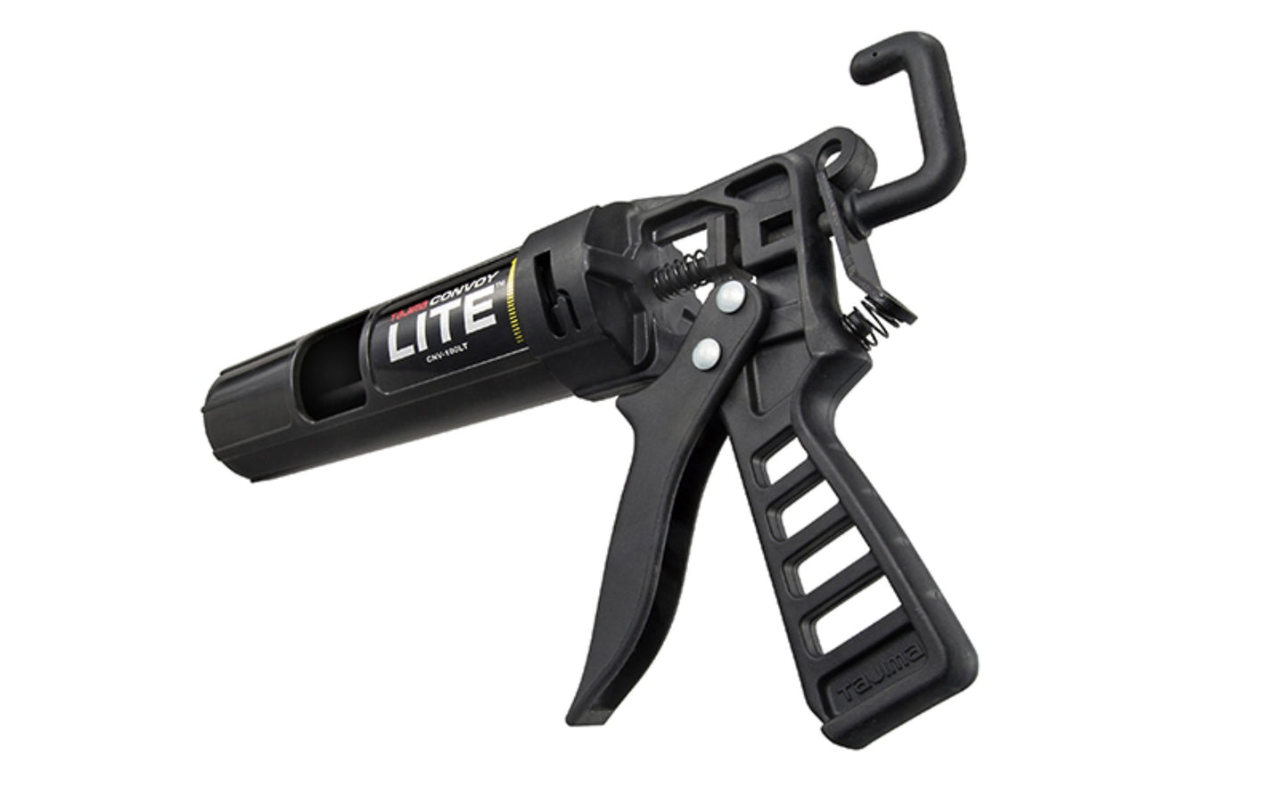Tajima 'Convoy' Lite Caulking Gun for 10 Oz Tubes / 1/10 Gal. - Model No. CNV-100LT ~ ultra-light caulk gun with a unique twist-lock barrel removal system for fast & easy tube changes - ABS Barrel ~ "Convoy" Lite model - Convoy Lite - Caulk Gun ~ Twin Thrust Plates ~ Removable Barrel ~ For 10 oz tube - Tajima Tools