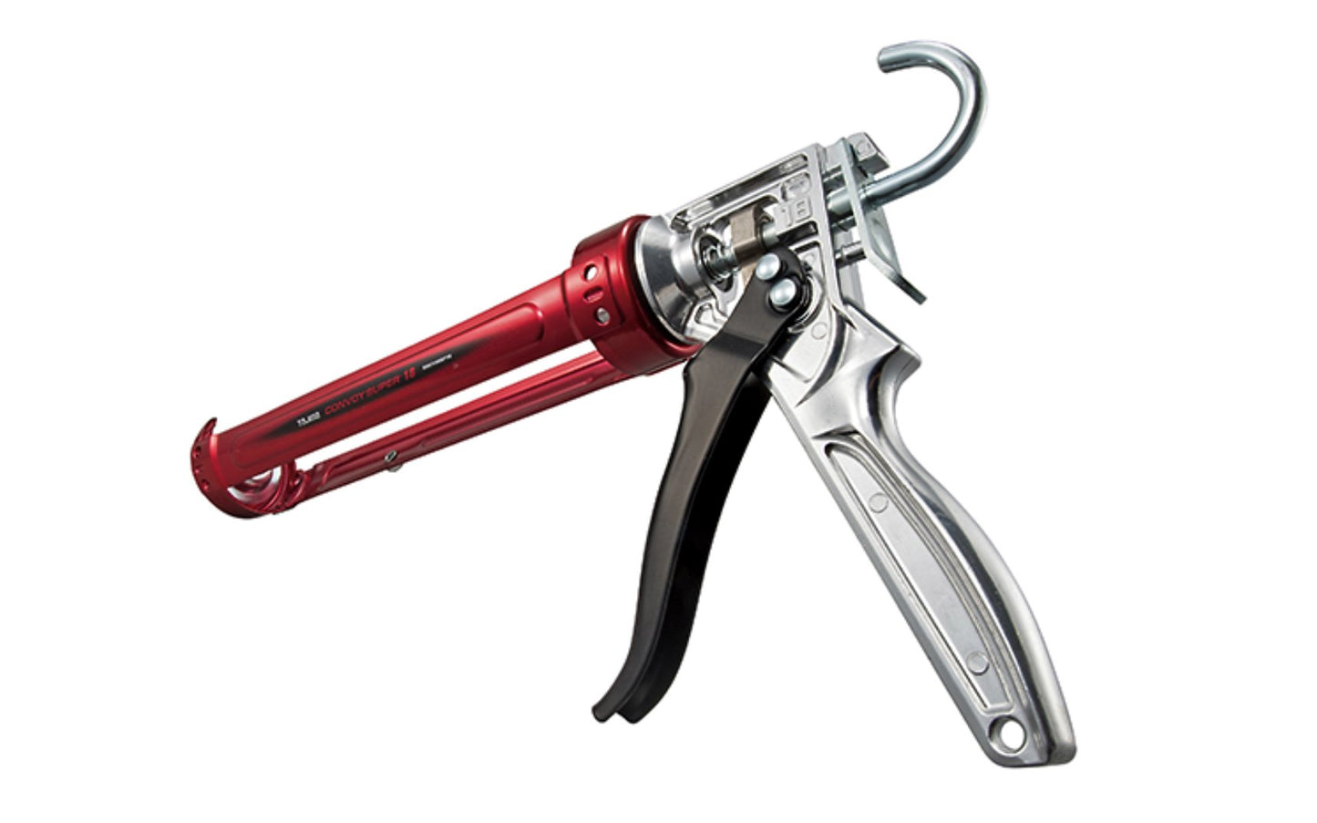 Tajima 'Convoy' Super 18 Caulking Gun for 10 Oz Tubes / 1/10 Gal. - "Convoy" Super 18 model - Great for dispensing thick, viscous materials - 360° rotating handle - Steel welded barrel ~ Extra long seal puncture pin - Super 18 Caulk Gun - Tajima Tools ~ Model No. CNV-100SP18