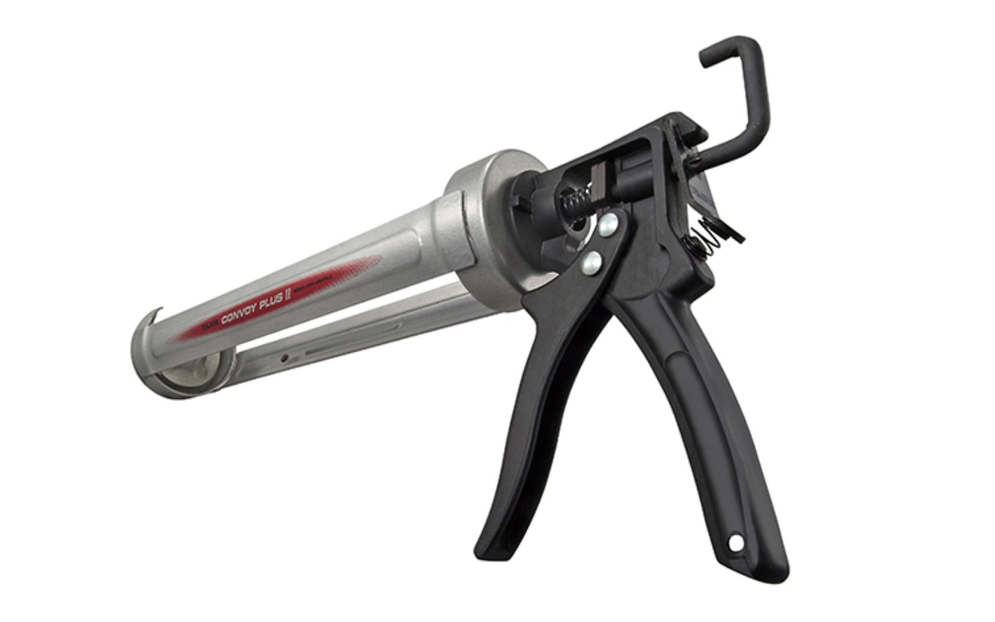 Tajima 'Convoy' Plus II Caulking Gun for 1 Qt Tubes / 1/4 Gal. - Designed for 1 Qt tubes (1/4 gal. tubes) - Model No. CNV-J900PL2 - "Convoy" Plus II model - Steel welded barrel  - 360° rotating handle - Seal puncture - Twin thrust plates - Auto-flow system - J900PL2 - For 1 Quart Tubes - For 1/4 gallon Tubes