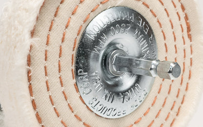 4" Spiral Sewn Buffing Wheel With 1/4" Mandrel ~ 1/2" Thick - Made in USA