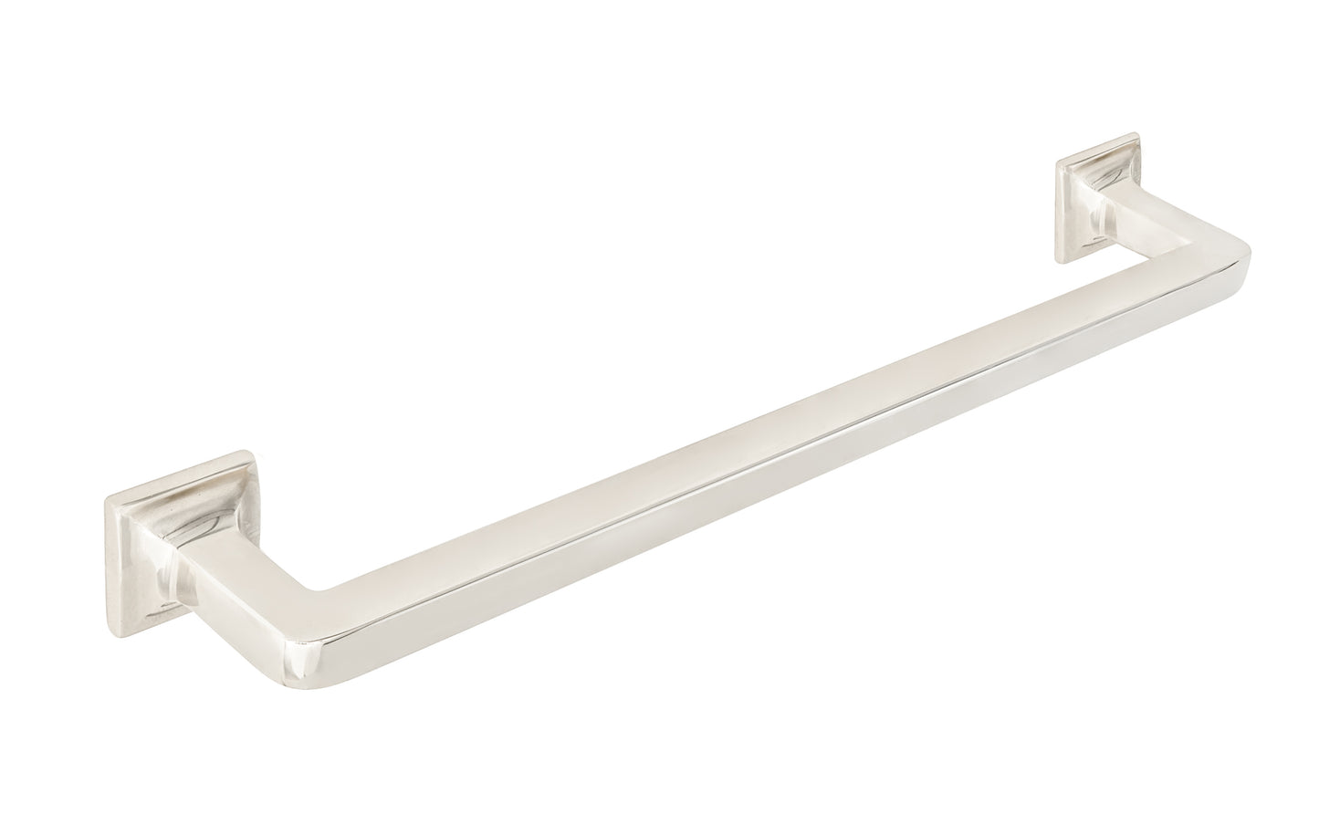 Vintage-style Hardware · Traditional Arts & Crafts style Large Solid Brass Handle ~ 8" On Centers. Made of high quality solid brass ~ 8" spacing of screw holes ~ May be mounted horizontally or vertically. Traditional Arts and Crafts style. Square bases.  Polished Nickel Finish
