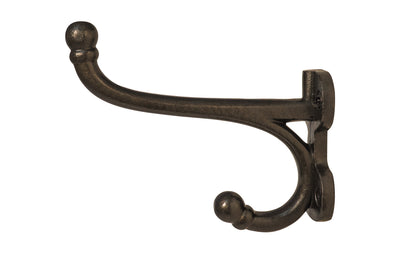 Cast Iron Harness Hook ~ Vintage-style Hardware · Traditional & classic ~ Vintage-style double hook ~ Made of heavy cast iron ~ 4-1/4" hook projection 