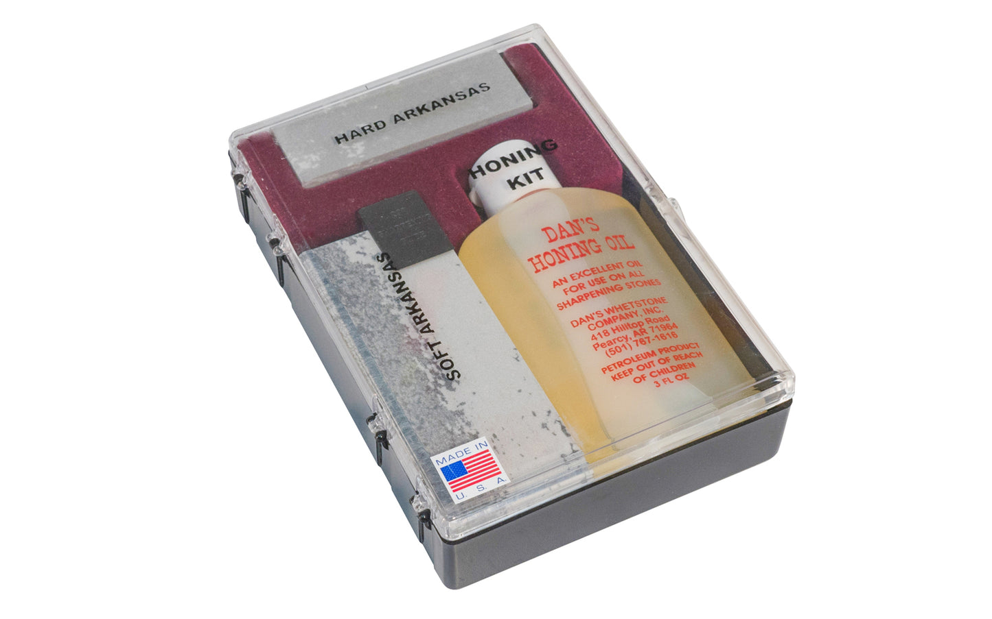 Hard & Soft Arkansas Stone Sharpening Kit with Oil - Box Kit - Made in USA - Model No. HK
