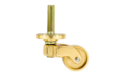 Solid Brass Stem & Plate Caster ~ 1" Wheel ~ Non-Lacquered Brass (will patina over time)