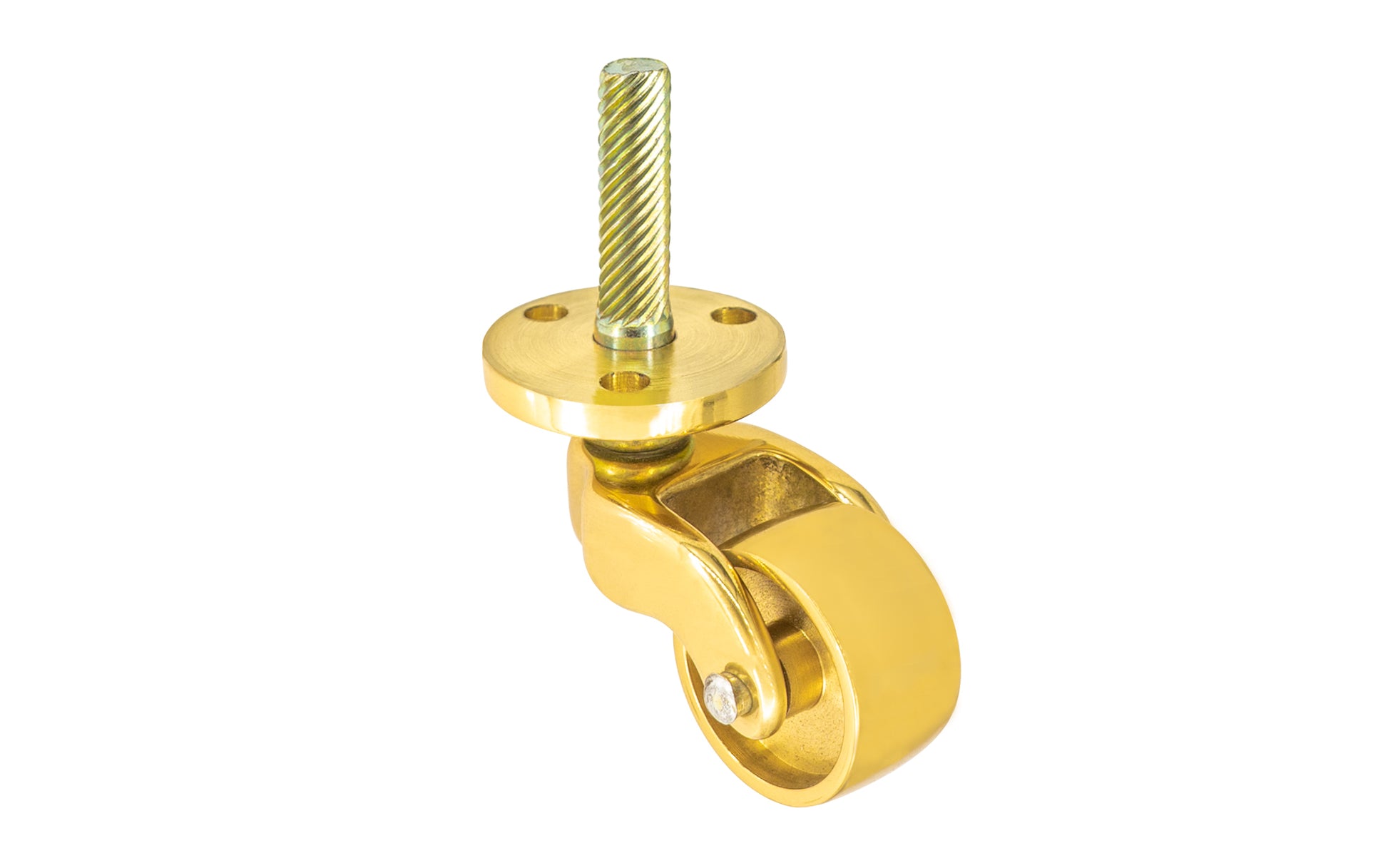 Solid Brass Stem & Plate Caster ~ 1" Wheel ~ Non-Lacquered Brass (will patina over time)
