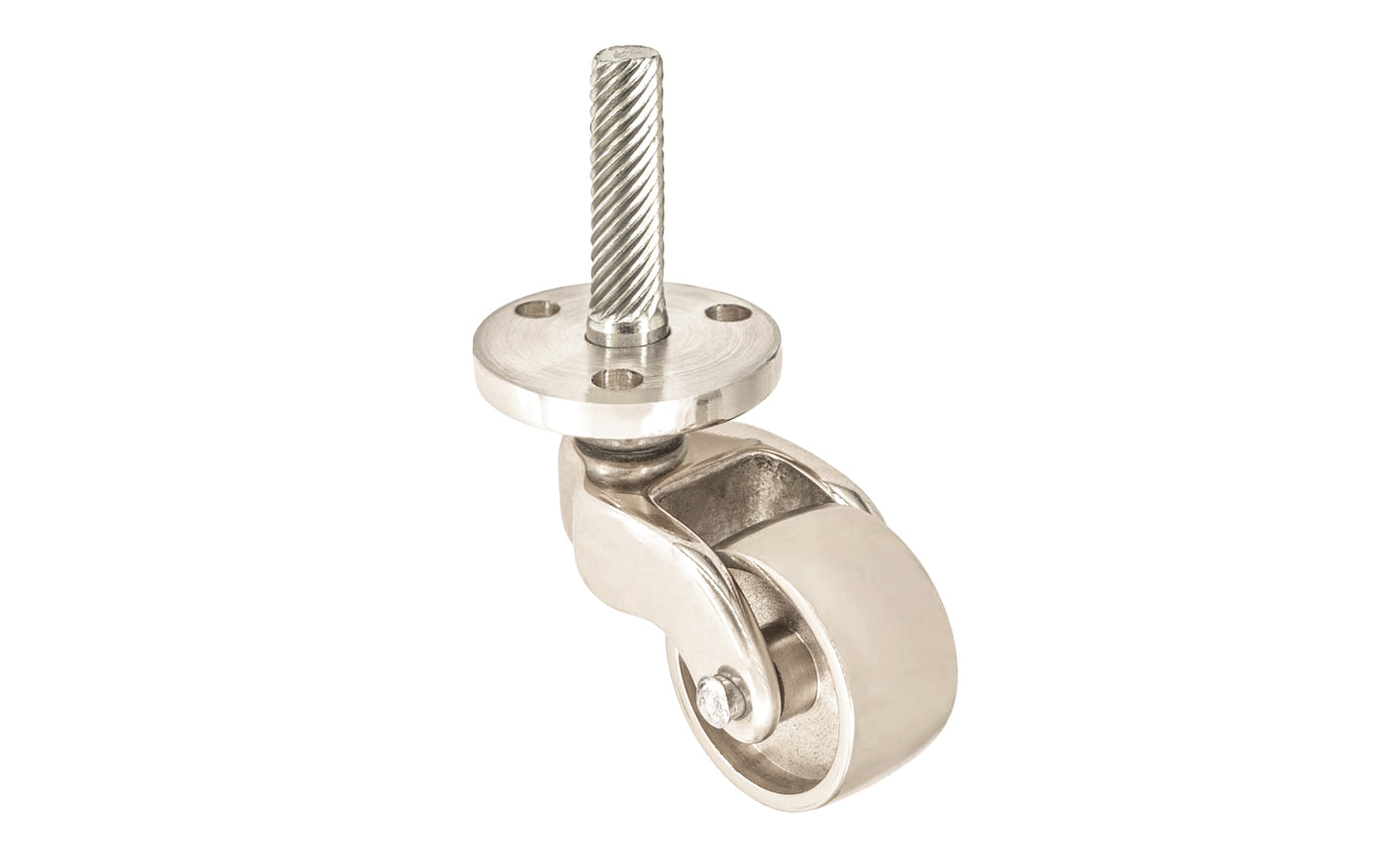 Solid Brass Stem & Plate Caster ~ 1" Wheel ~ Polished Nickel Finish
