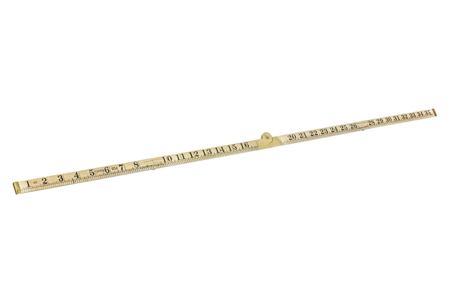 Made in Holland - Sybren - 3 foot long ruler - 3' rule - 3' ruler ~ Readings in 8ths, 16ths, 32nds, 64ths - 3/4" Wide - Sybren Ruler - Sybren Rule - Hardwood Rule - Etched Graduations - Yardstick - 3 foot wooden ruler - 3' hardwood ruler - Foldable rule - Foldable European Ruler - Brass joints - Brass Hardware 650-1167