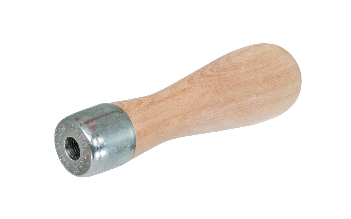 Made in USA ~ Lutz Tool Handle - Made of New England hardwood - For Hand Files - For farrier rasps - Hardwood File Handle - Short Steel Ferrule - Handles are equipped with hardened steel inserts which cut a thread right onto the file tang - Shellac finish - zinc-plated to prevent corrosion - Lutz Threaded File Handle