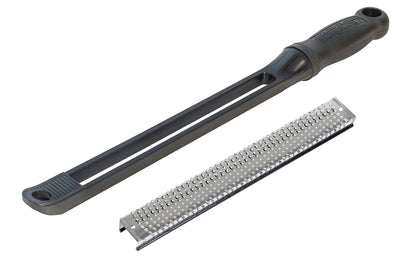 Made in USA - Microplane blade with Handle - Flat Coarse blade - 32000 - Shaving - Wood shaving - Microplane Snap-In handle with a coarse blade used for shaping of wood, plastic, or sheetrock. Rasp plane blade / planer blade is made from hardened stainless steel- Grater - Surform - Handle with Blade - Microplane Tool