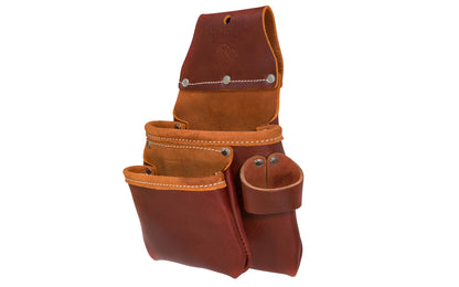 Occidental Leather Pro Trimmer Tool Bag ~ 6102 ~ Pro-Trimmer - Fits a 3" work belt - Pouch - 9 total pockets & tool holders - Genuine leather - Made in USA - Double Leather Bag - Tool Bag - 759244034509 - Holders inside for pencil, work knife, lumber crayon, & chisel. Exterior tool snap clip & heavy duty hammer loop