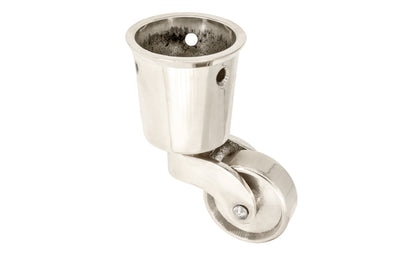 Solid Brass Round Socket Caster ~ 1-1/4" Wheel ~ Polished Nickel Finish
